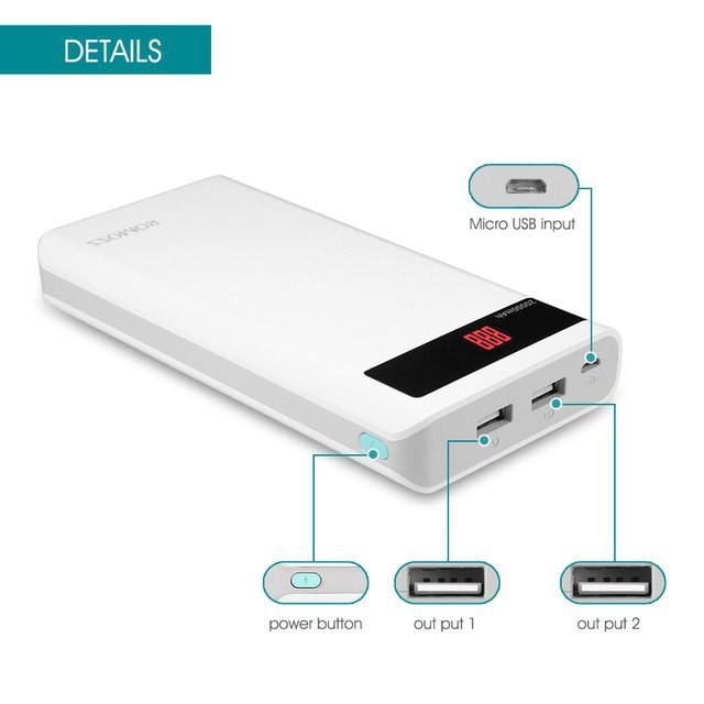 Sạc dự phòng Romoss Sense 6P 20000mah chính hãng - BH 1 năm