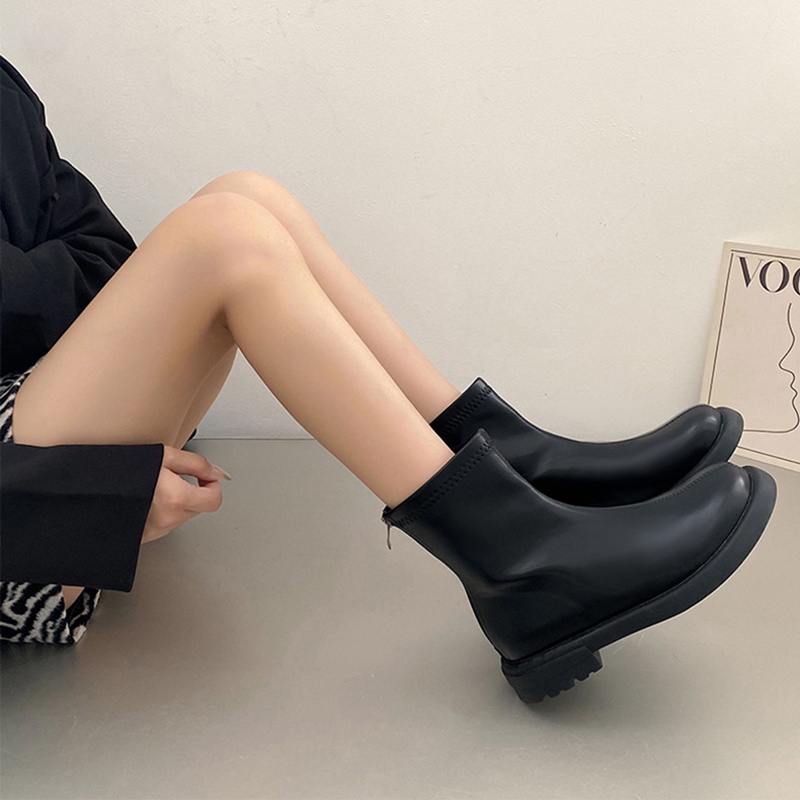 Giày Bốt martin Có Khóa Kéo Sau Phong Cách retro Thời Trang Cho Nữ