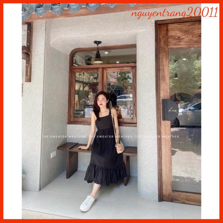 Váy Maxi Hai Dây Buộc Lưng 🍍 𝗦𝗜𝗘̂𝗨 𝗫𝗜𝗡𝗛 𝗛𝗘̀ 𝟮𝟬𝟮𝟭 🍍 Chất Vải Thô Nhẹ Nhàng Cao Cấp | BigBuy360 - bigbuy360.vn
