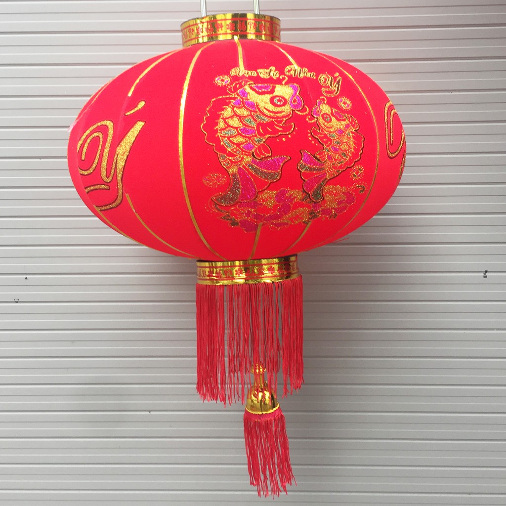 Đèn lồng đỏ cá chép D= 40cm Vạn Sự Như Ý trang trí Tết
