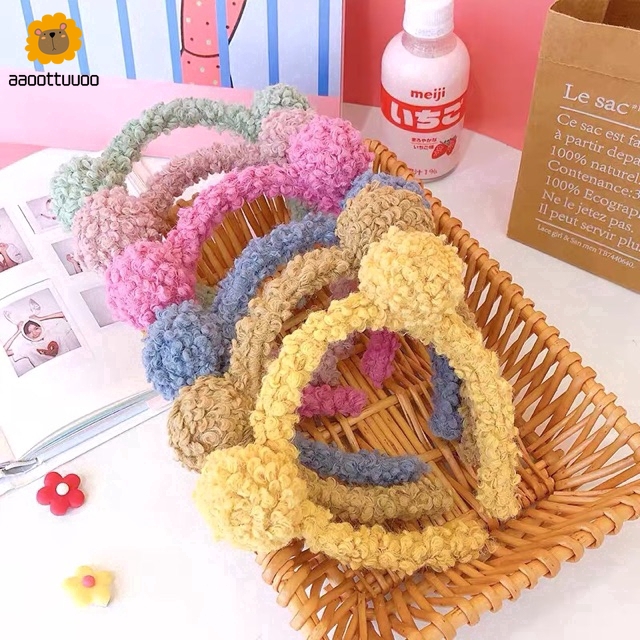 Băng đô tai gấu chất liệu vải lông đáng yêu nhiều màu