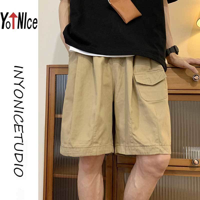 Quần Short Dáng Rộng Phối Túi Thời Trang Mùa Hè Nhật Bản Mới Cho Nam