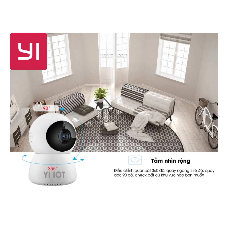 Camera Wifi YI PDB208 chính hãng, độ phân giải 2.0Mpx FULLHD 1080P, kèm thẻ nhớ 128GB