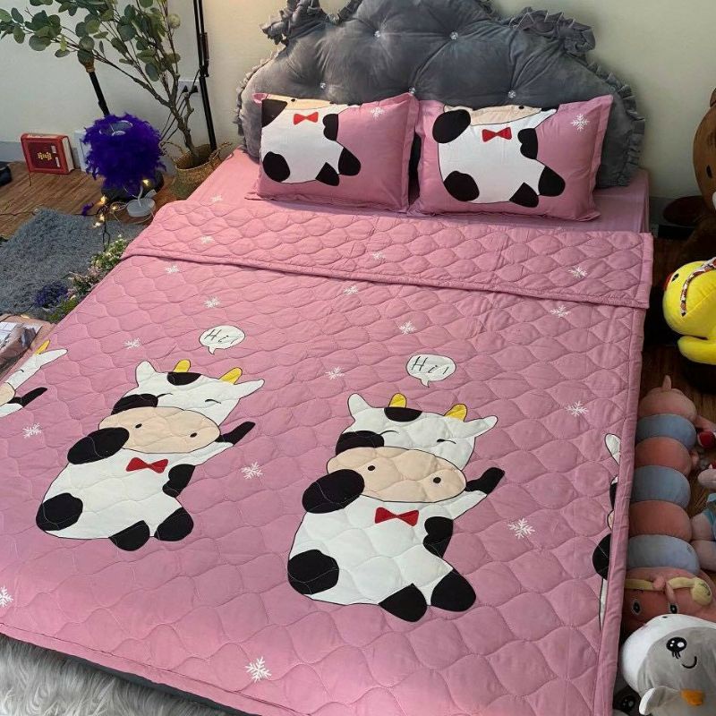 Set 1 ga kèm 2 vỏ gối chất poly cotton kích thước 1m6x2m hoặc 1m8x2m độ dày đệm 10cm | BigBuy360 - bigbuy360.vn