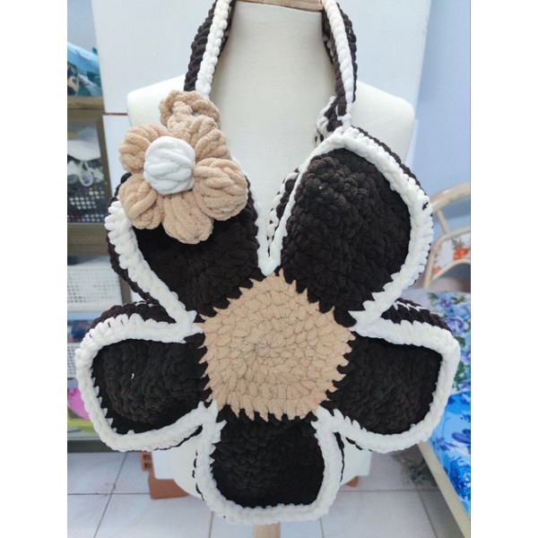 Túi len hoa cúc Len Nhung Xù - BloomFlower Bag - Tặng kèm charm xinh xắn
