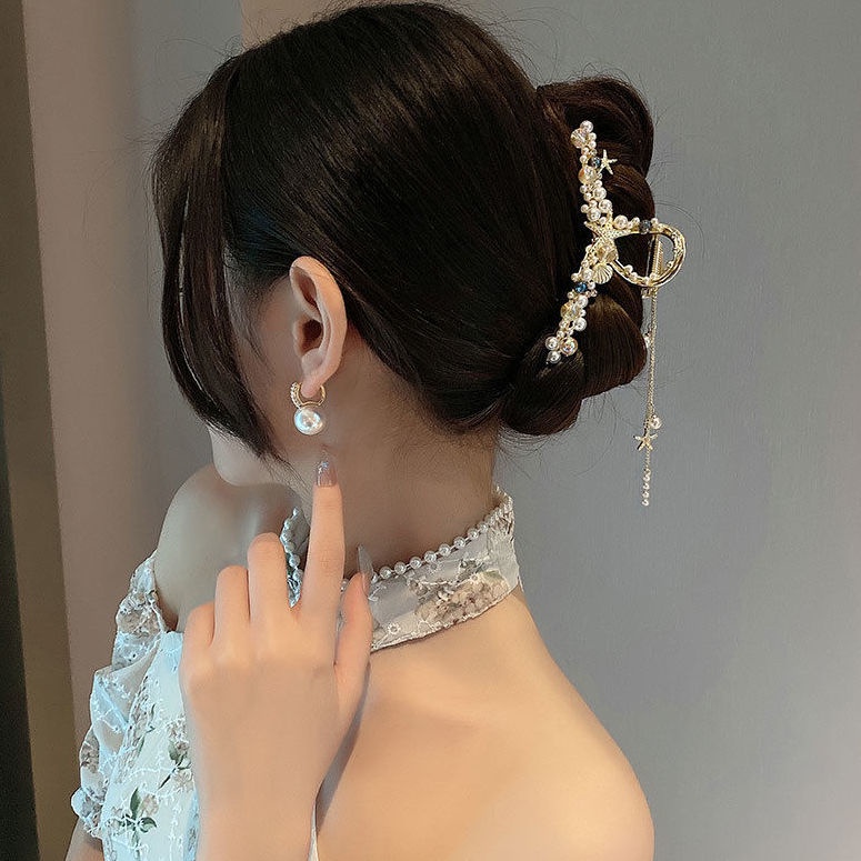 Kẹp Tóc Hình Hoa Lan Phối Tua Rua Phong Cách Mới