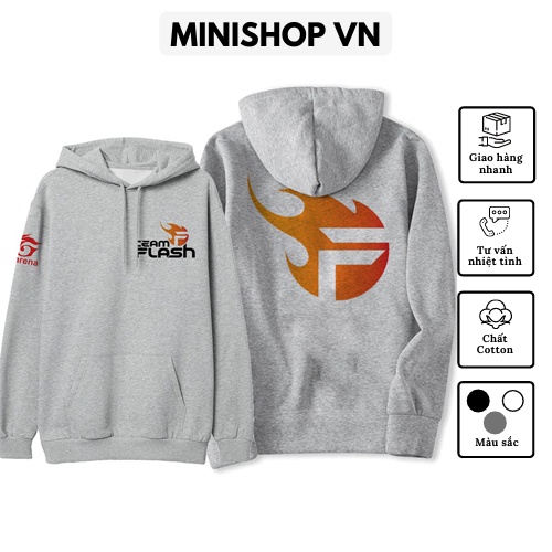 Áo nỉ hoodie nam nữ Garena Team Flash chất nỉ bông dày ấm mềm mịn dáng rộng thoải mái