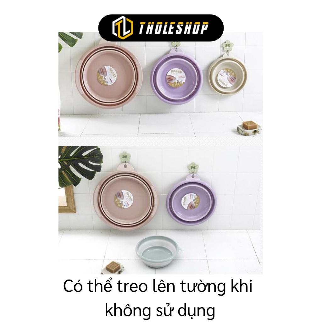 Thau Gấp Gọn - Chậu Xếp Gọn Rửa Mặt Không Chiếm Diện Tích, Có Lỗ Treo Lên 5809