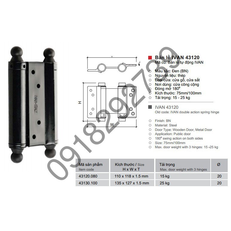 phụ kiện Bản lề tự động sắt IVAN 43120.100 (Cặp) giá rẻ