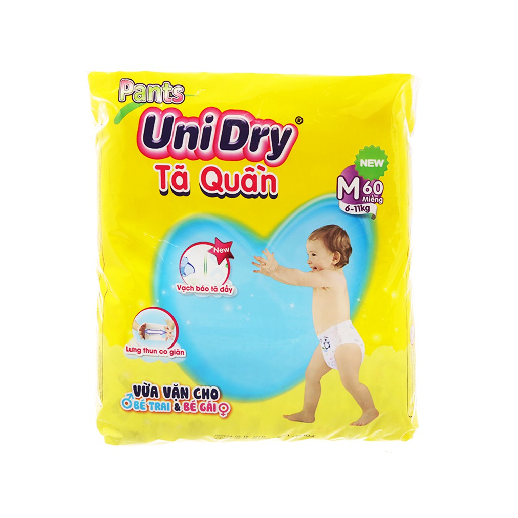 Tã quần Unidry size M 60 miếng (cho bé 6 - 11kg)