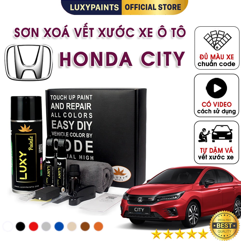 Sơn xóa vết xước xe ô tô Honda City LUXYPAINTS, màu chuẩn theo Code dễ sử dụng độ bền cao - LP01HOCI