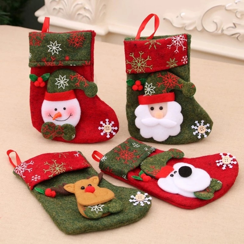 Túi đựng kẹo hình chiếc tất phong cách cổ điển dùng trang trí cây thông giáng sinh/ năm mới tiện lợi