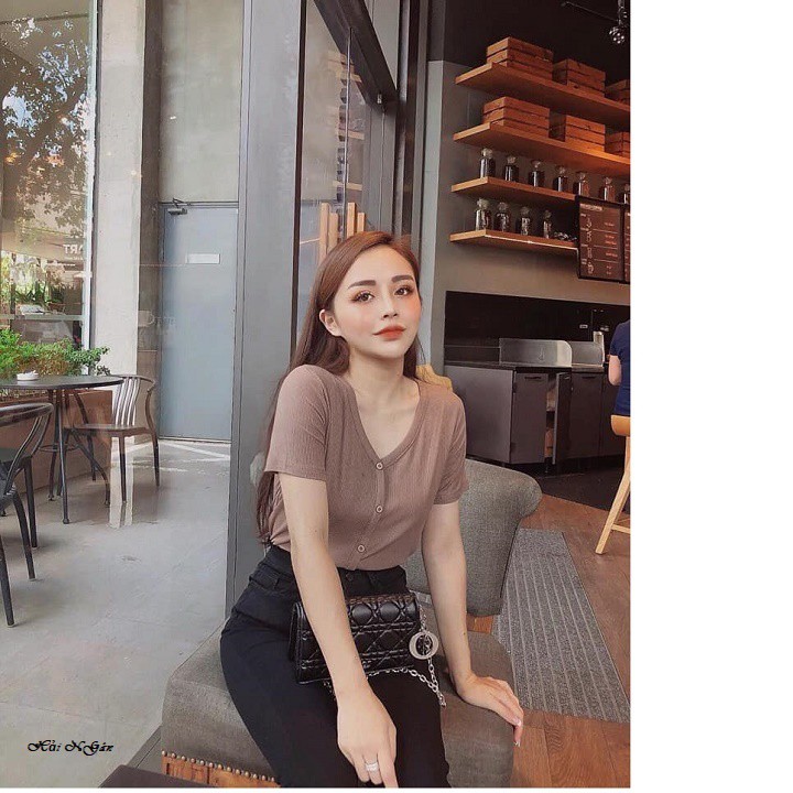 ÁO THUN NỮ TĂM ĐŨA CỔ TIM KHUY GIẢ (CÓ ẢNH THẬT CHẤT), áo thun nữ | BigBuy360 - bigbuy360.vn