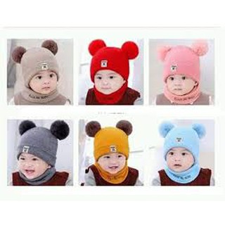 Mũ len 2 quả bông cho bé số 15 ( từ 5 tháng tới 4 tuổi )