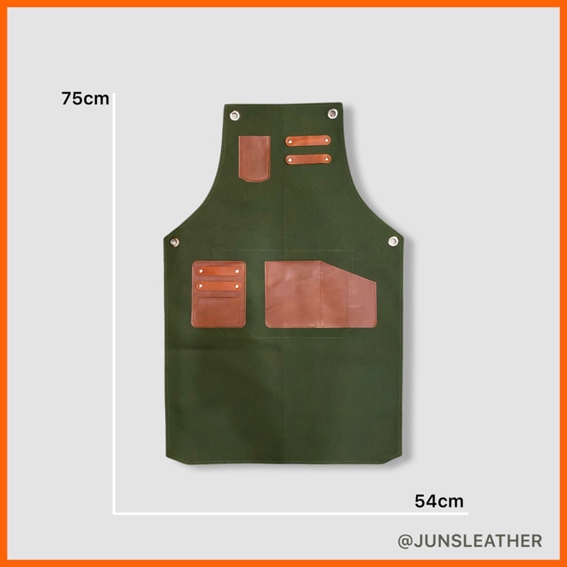 Tạp dề barber Unisex của Junsleather Tạp dề canvas  phối da cao cấp dành cho Barber/Barista/Bartender quán cà phê