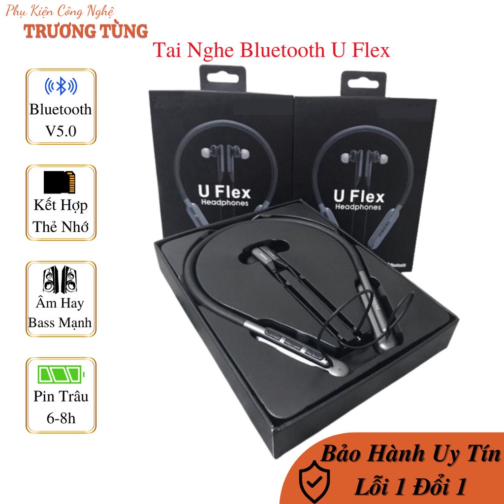 Tai nghe bluetooth đeo cổ U Flex Chống Ồn thể thao không dây nhét tai Có Micro Chống Rơi Cao Cấp Pin Trâu Bass Mạnh
