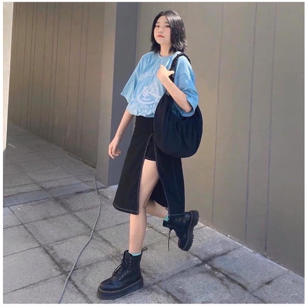 Chân váy hyon skirt dáng dài - chân váy xẻ suông lưng thun co dãn Nano Ulzzang | BigBuy360 - bigbuy360.vn