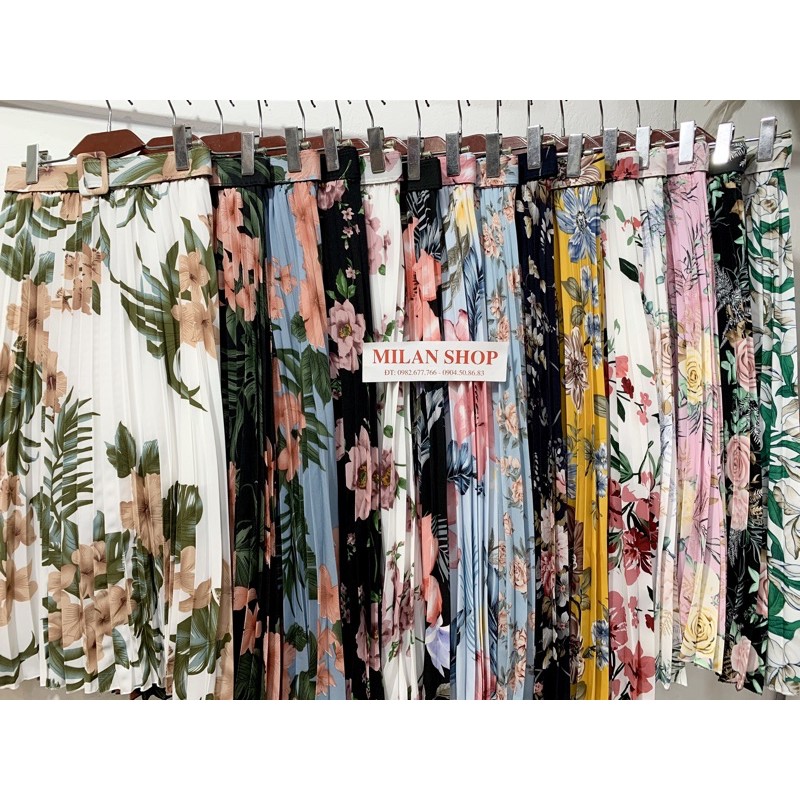 Chân váy hoa xếp ly kèm đai có lót nhiều màu | BigBuy360 - bigbuy360.vn