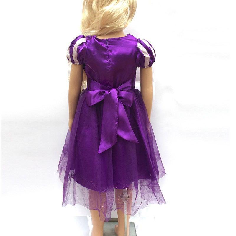 Bộ váy Công chúa tóc mây Rapunzel màu tím đậm cho bé 3-5 tuổi hóa trang trung thu, Halloween