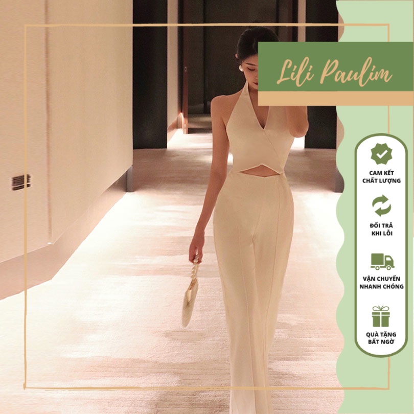 Bộ jumpsuit cổ yếm Phong cách thanh lịch cho mọi cô nàng, thích hợp đi chơi, đi du lịch với bạn bè