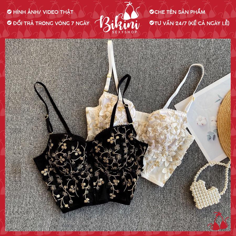 ❣️CÓ SẴN👙 [LOẠI 1 - NHIỀU HOA] Bộ Corset Vintage Thêu Hoa Dáng Bra Cổ Điển Đệm Mỏng Có Gọng Nâng Ngực Sexy A05