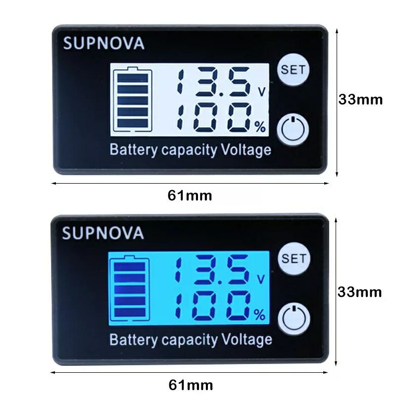 Đồng hồ đo dung lượng pin lithium, LifePO4, dùng cho xe điện, điện mặt trời 8V - 100V