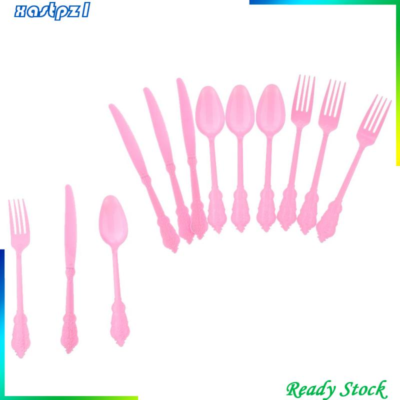 Bộ 12 Dụng Cụ Ăn Uống Dập Nổi Họa Tiết Xinh Xắn Dùng Một Lần Cho Tiệc Sinh Nhật Trẻ Em
