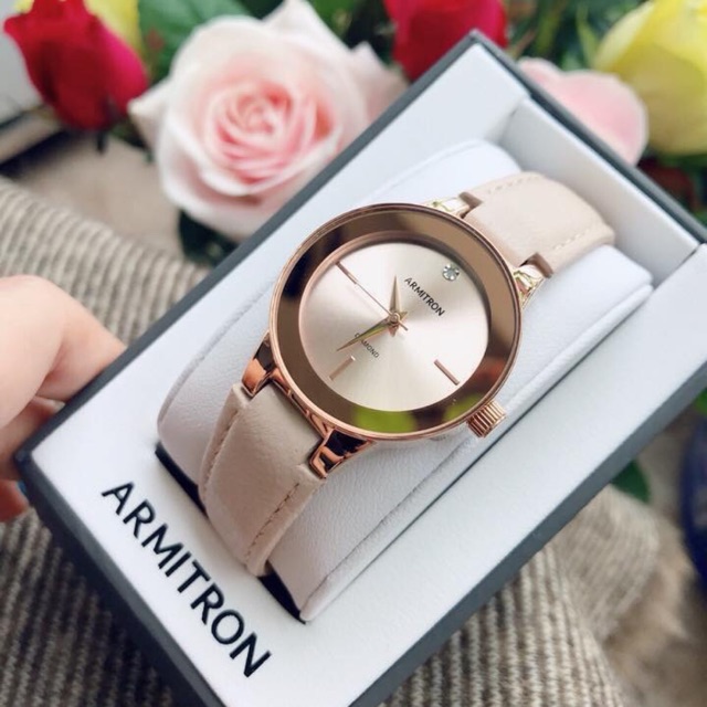 Đồng hồ nữ ARMITRON model 75/5410RSRGBH dây da nude sang trọng