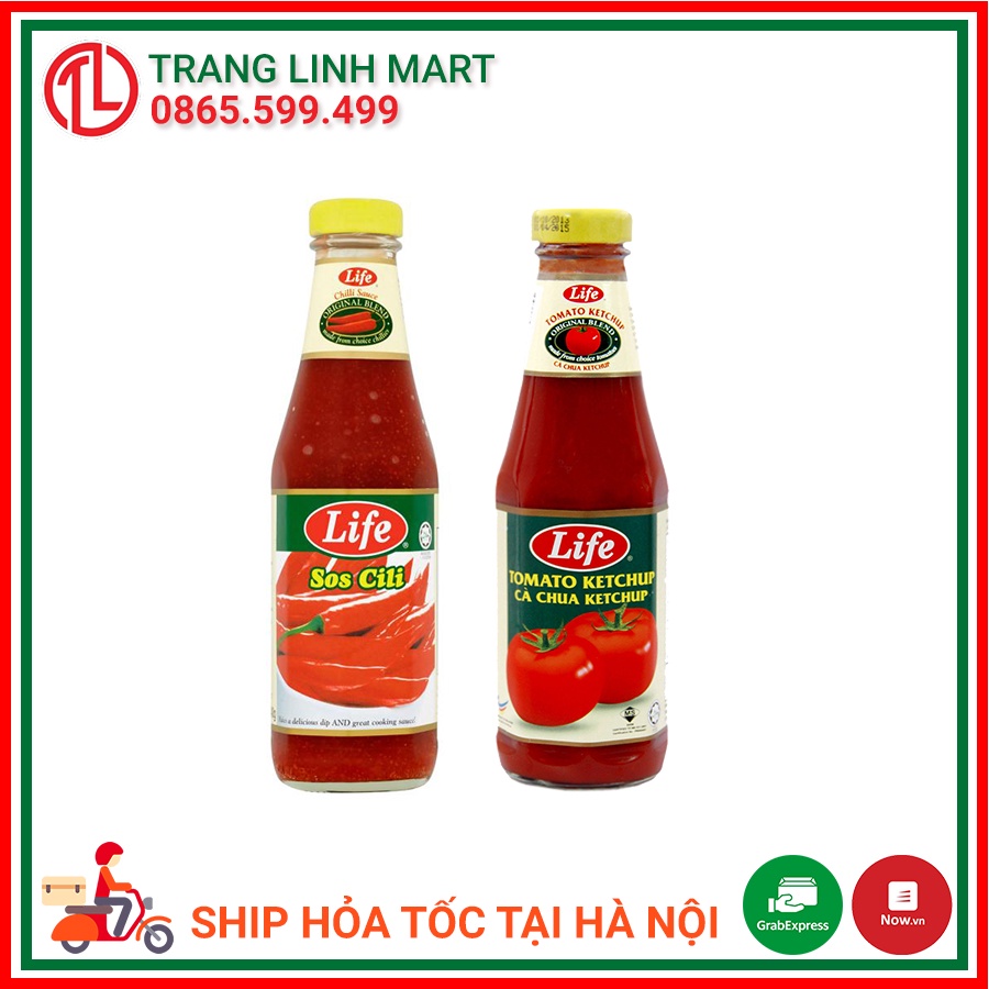 Tương cà chua Life Ketchup / tương ớt chua ngọt Life chai thuỷ tinh 330g