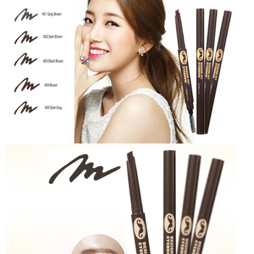 Chì Kẻ Mày Design My Eyebrow Pencil, chì kẻ mày không trôi, chì kẻ 2 đầu, chì kẻ hàn quốc