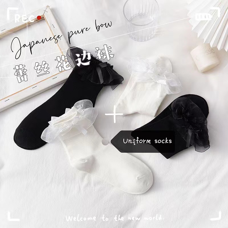 Vớ Ren Đính Nơ Phong Cách Lolita Dễ Thương Cho Nữ