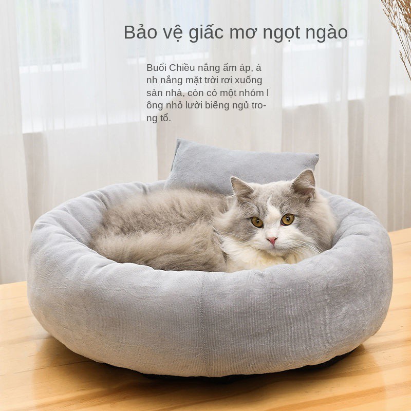 Cát lót chuồng bốn mùa có thể tháo rời và giặt được thảm mèo mùa đông dày ấm mèo cung cấp giường cho mèo biệt thự