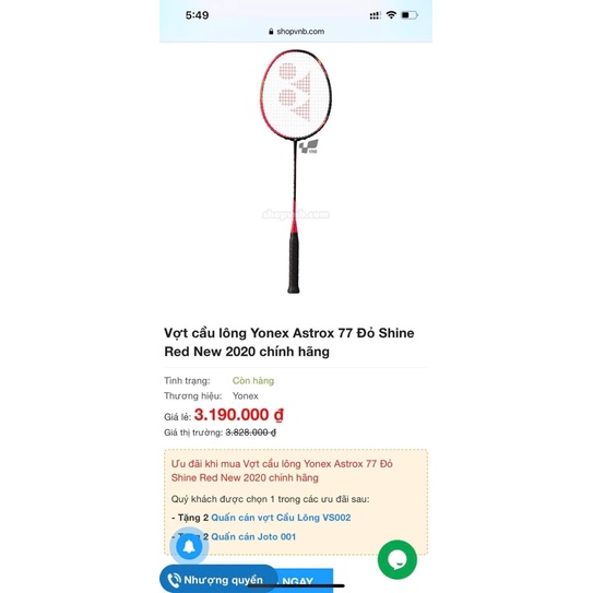 vợt yonex 77 astrox