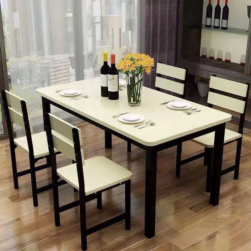 Bộ bàn ghế ăn kết hợp gia đình hình chữ nhật đơn giản hiện đại cho căn hộ nhỏ 4 người 6 nhanh phòng khách nhà hà