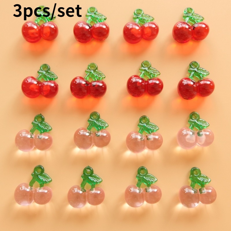 Set 3 mặt dây chuyền hình quả cherry dễ thương