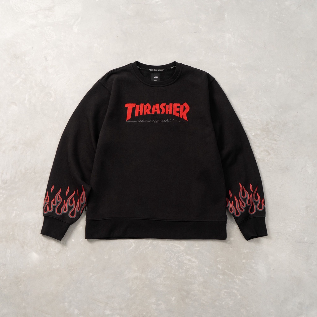 ÁO SWEATER NỈ BÔNG V.A.N.S x THRASH.ER MÀU ĐEN