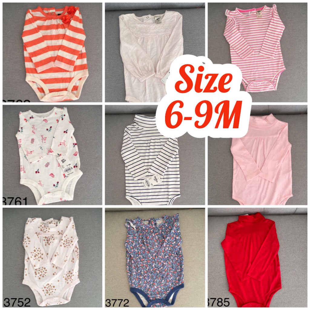 [SIZE 6-9M] Body chip dài tay BÉ GÁI Oshkosh/ bodysuit cho bé gái xuất dư tay dài TDBG - bebefamilyshop