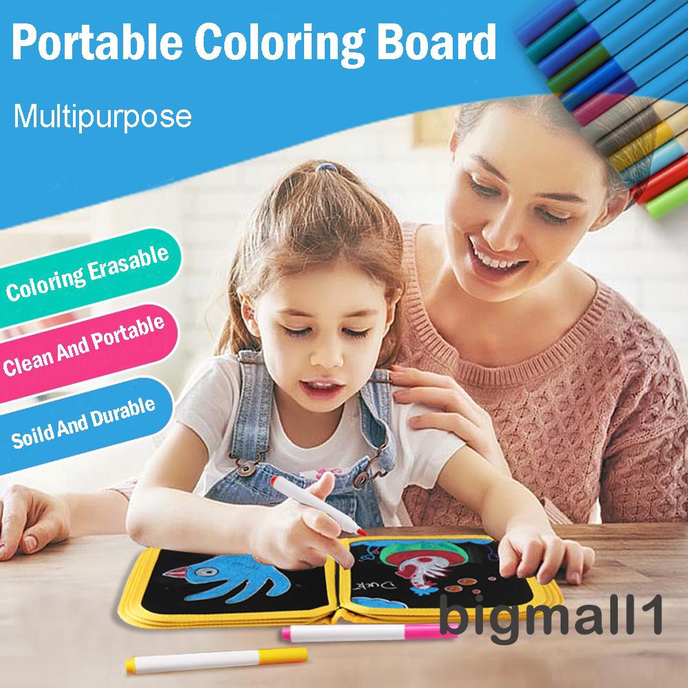 ⓗღ✯6/10-Page Portable Drawing Board Portable Erasable Drawing Pad Toys for Kids Waterproof Design Children´s Portable