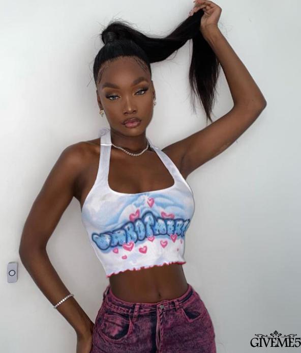 Áo Croptop Hở Lưng In Chữ Thời Trang Cho Nữ