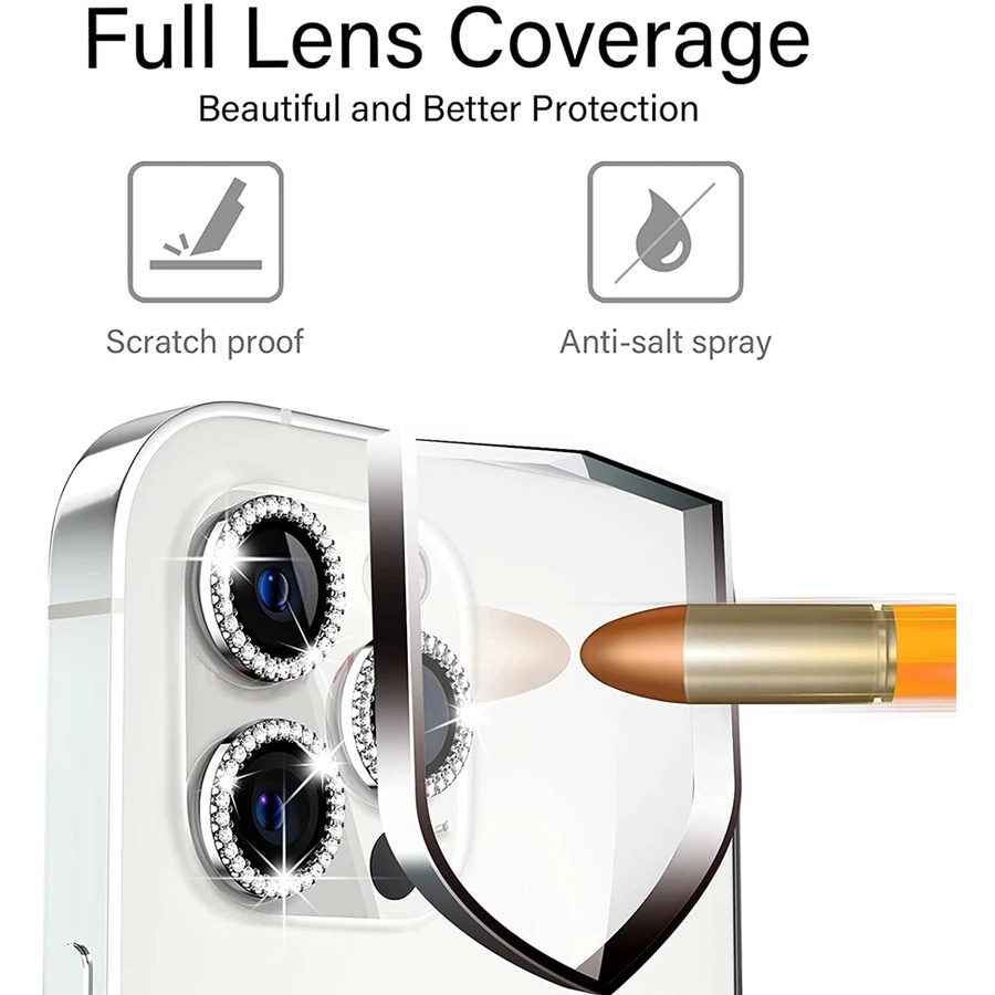 MỚI , 6 MÀU CẦU VỒNG, TITAN GỢN SÓNG Dán bảo vệ từng mắt Camera cho iPhone 14 Pro Max 13 12 11 Pro Max 11 12 Mini