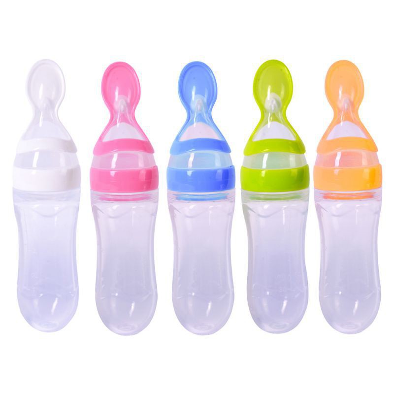 Bình Tập Ăn Bằng Silicone Kèm Muỗng Tiện Lợi Dành Cho Trẻ