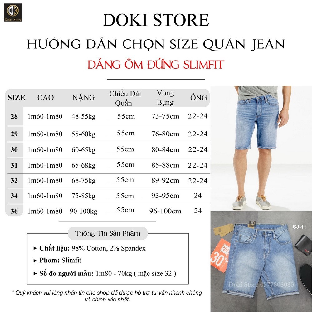 Quần Short Nam Cao Cấp, Quần Sooc Nam Nhiều Màu Đẹp, Có Big Size, Quần Jean Nam Vải Co Giãn Thoải Mái, DOKI