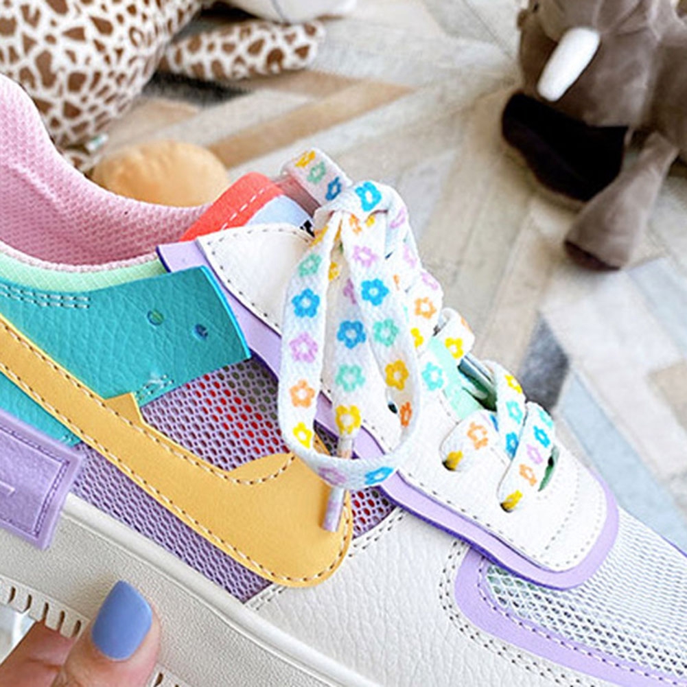 Một Cặp Dây Buộc Giày In Hoa Nhiều Màu Sắc Dễ Thương Dành Cho Bé Gái