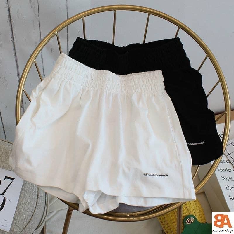 Quần shorts nữ lưng thun trơn tập gym phối viền