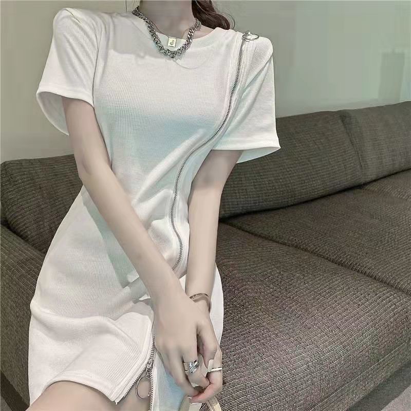 Áo Kiểu Tay Ngắn Trễ Vai Phối Khóa Kéo Trẻ Trung Cá Tính  tao bao