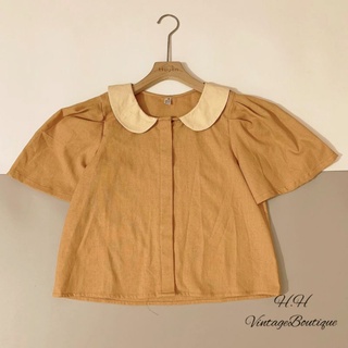 Sơ mi thô cổ bèo Vintage