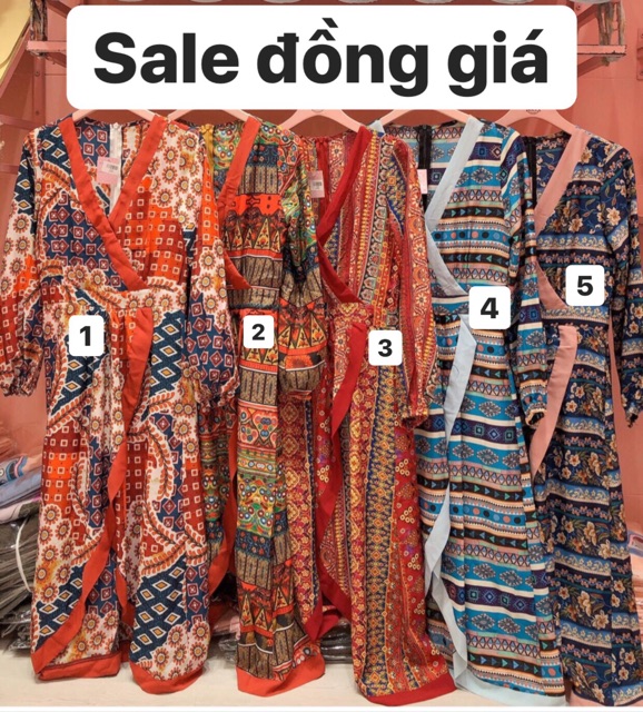 Đủ 5 màu Đầm thổ cẩm hoạ tiết boho váy du lịch bohemian_ Đầm thiết kế babydoll hoạ tiết du mục vintage