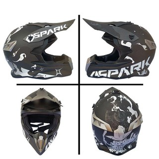 Nón Fullface Cào Cào Spark Đen Trắng (Không Kính)