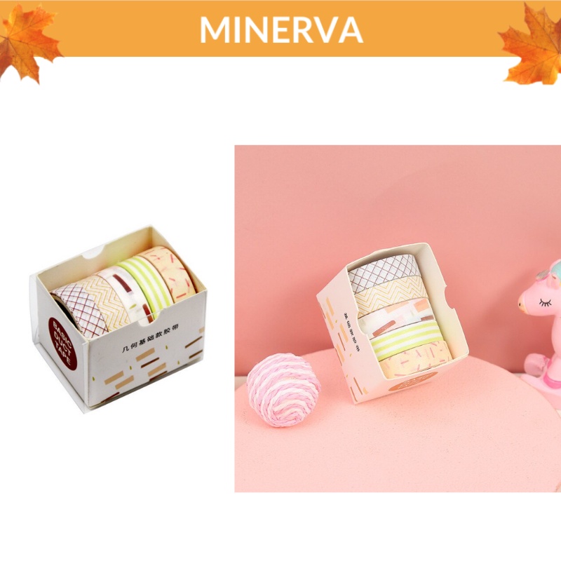 Set 5 cuộn băng dán WASHI dùng decor trang trí sổ thiệp , nhật ký, làm đồ thủ công, trang trí hộp quà tặng