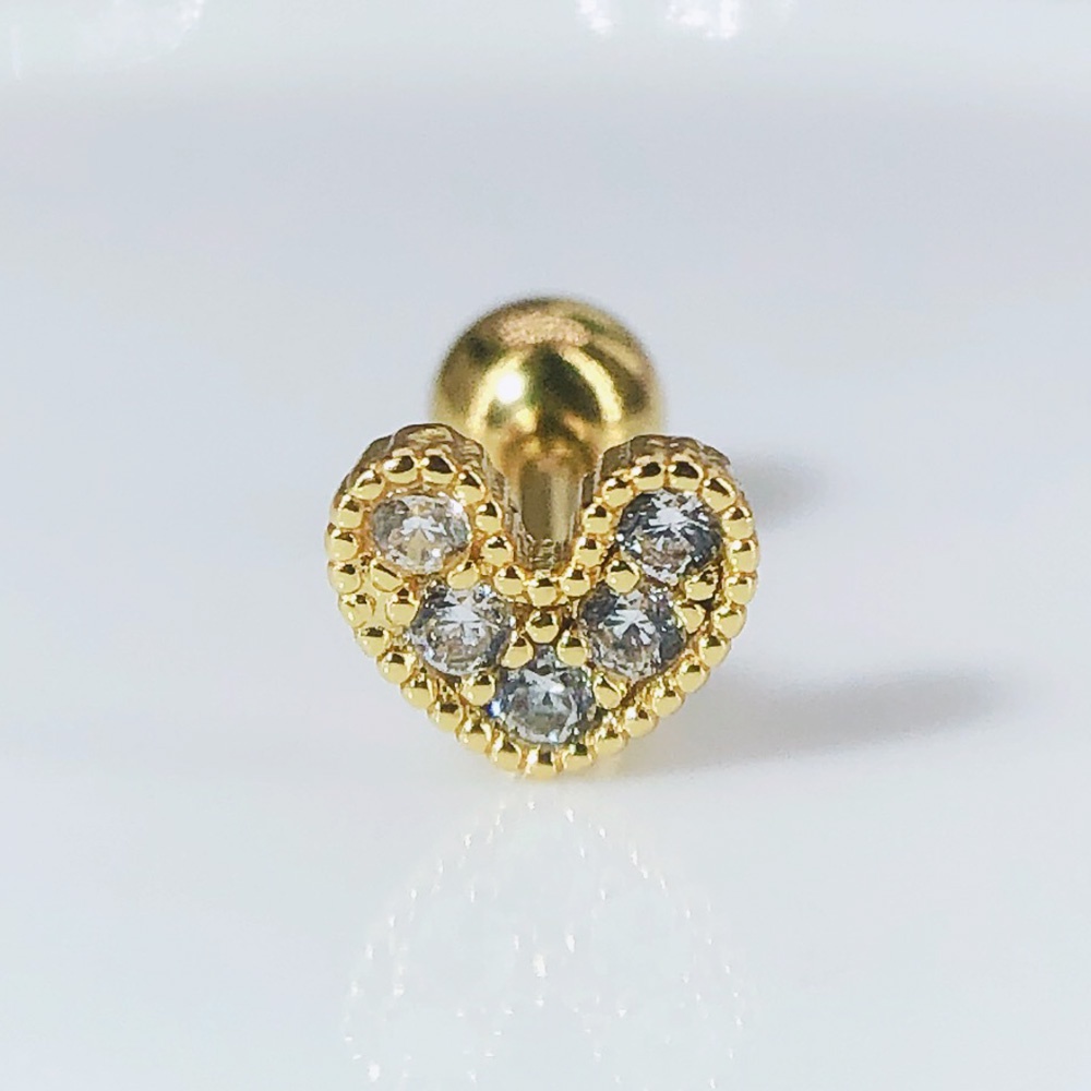 Khuyên Xỏ Sụn Tai Bằng Bạc Zircon Màu Sắc Hình Trái Tim Cho Nữ